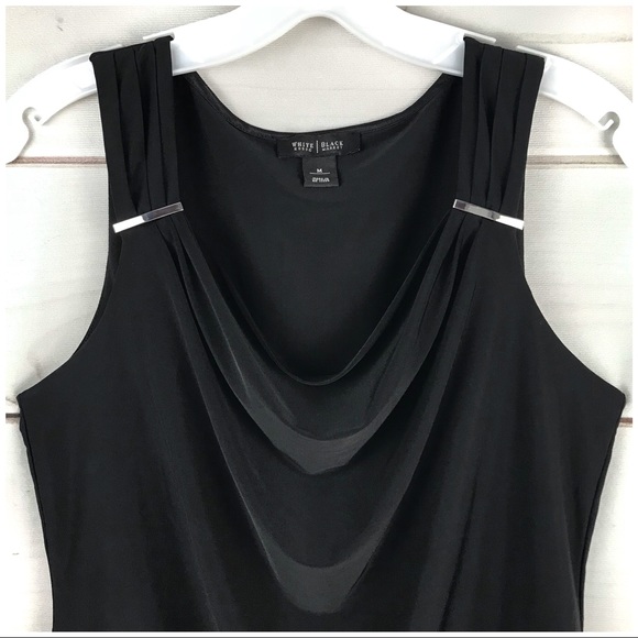 WHBM Black drape neck sleeveless Shell Top Medium - Picture 3 of 4
